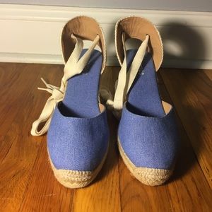 Soludos Blue Lace up Wedges - size 9